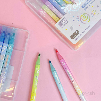 Erasable Highlighter with Glitters 12 PCS Set 985-12