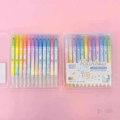 Erasable Highlighter with Glitters 12 PCS Set 985-12