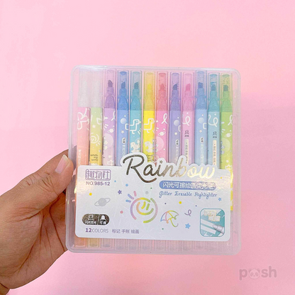 Erasable Highlighter with Glitters 12 PCS Set 985-12
