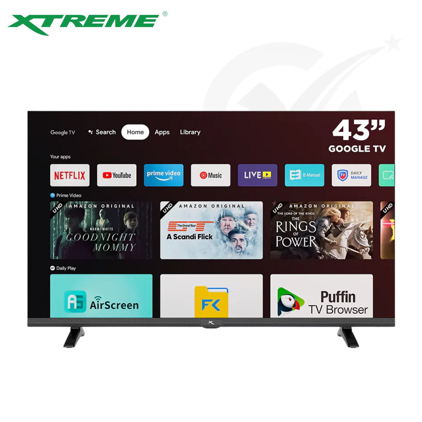 Xtreme Google TV Frameless Wi-Fi Netfix Youtube Google Play w/ Voice Control