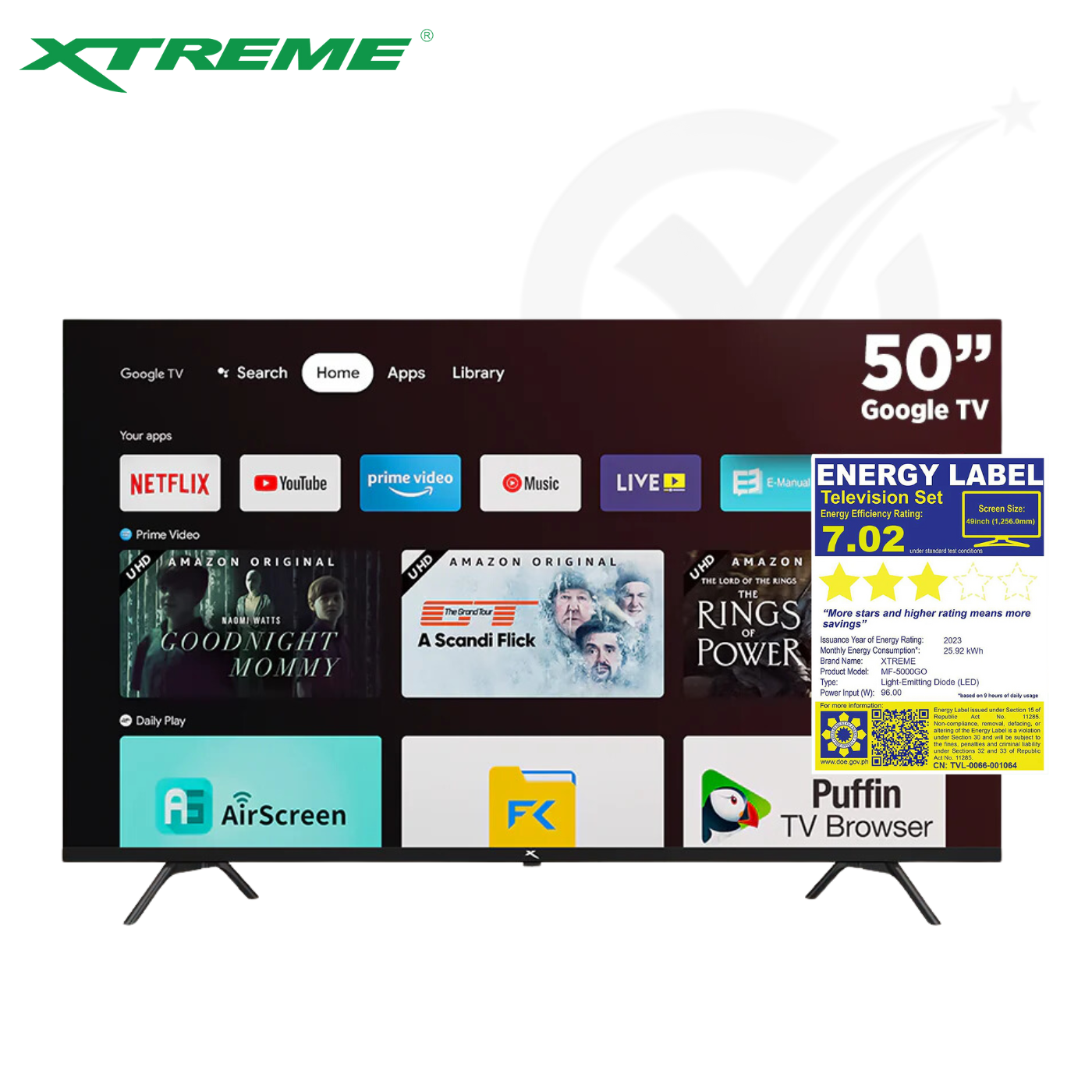 Xtreme Google TV Frameless Wi-Fi Netfix Youtube Google Play w/ Voice Control