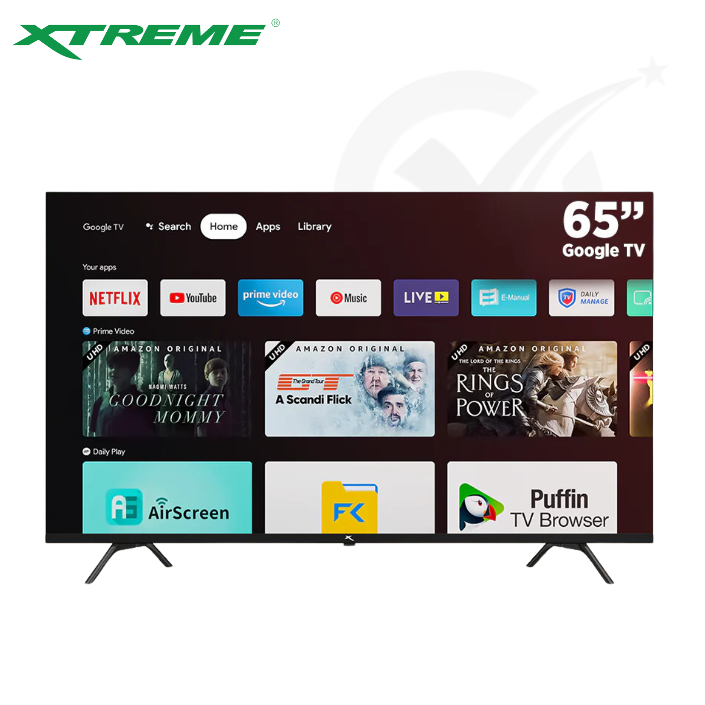 Xtreme Google TV Frameless Wi-Fi Netfix Youtube Google Play w/ Voice Control