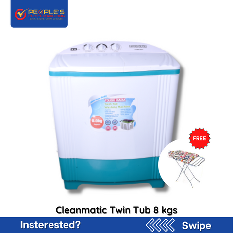 Cleanmatic Twin Tub 8 kgs with FREE Ironing Board