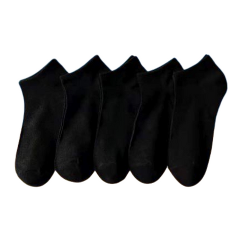 Socks Plain Black 5 pairs in 1