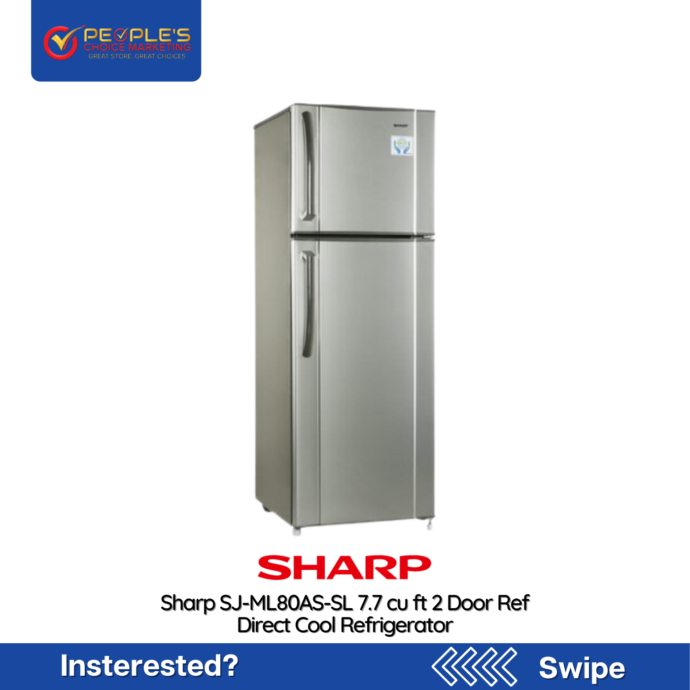 Sharp SJ-ML80AS-SL 7.7 cu. ft. Two-Door Direct Cool Refrigerator