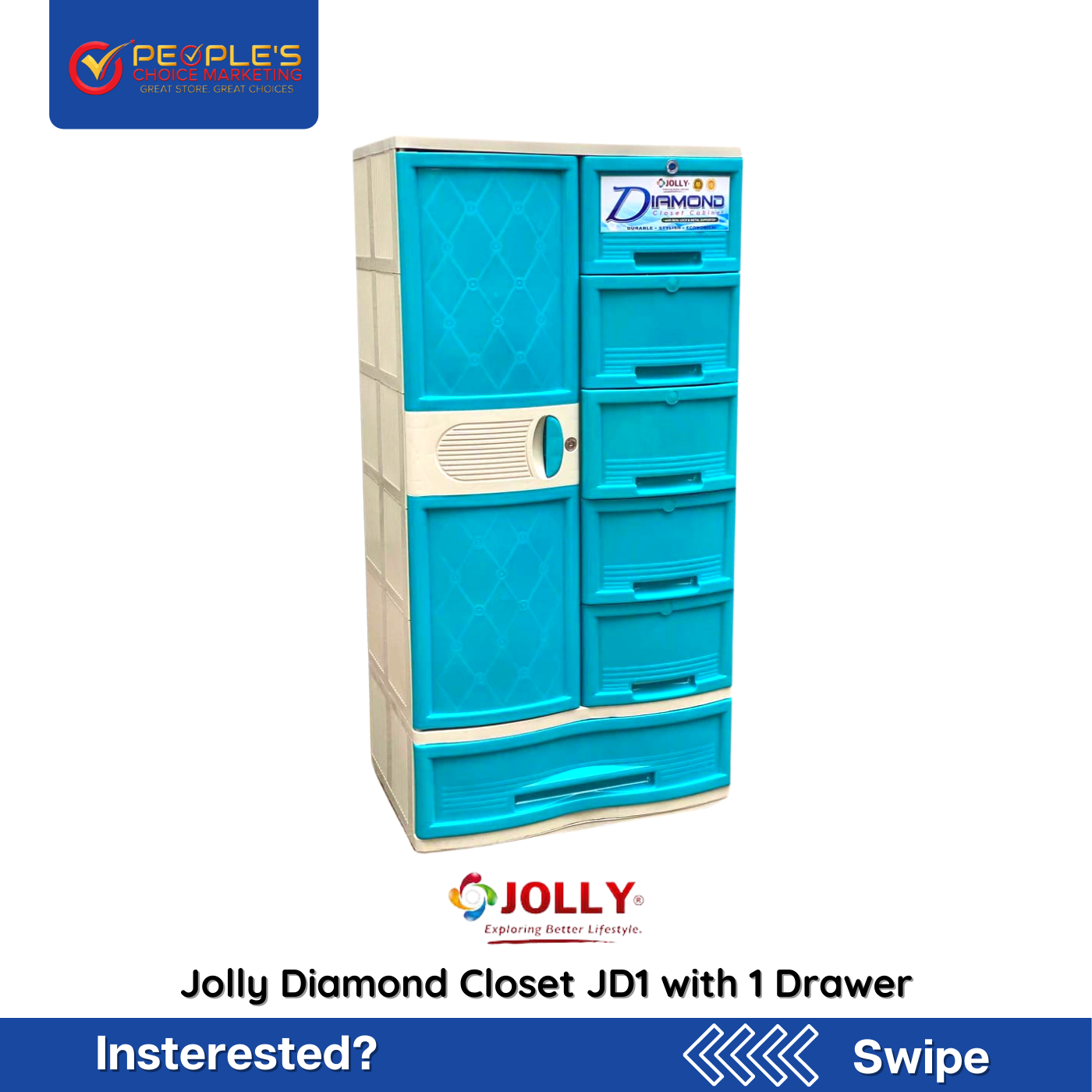 Buy 1 Get 1 Jolly Diamond Closet with 1 Drawer - People's Choice Marketing