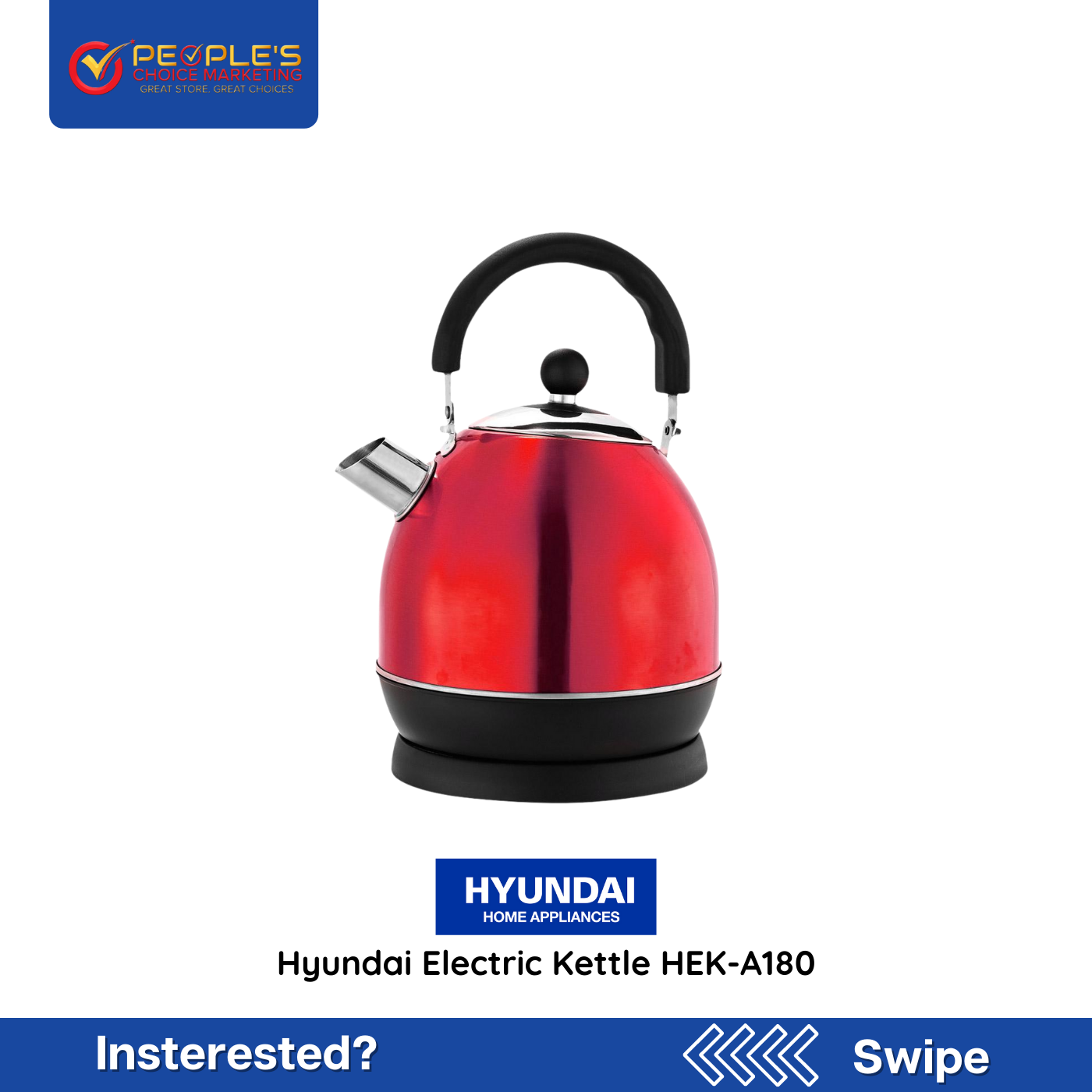 Hyundai 1.8L Capacity Stainless Steel Body Electric Kettle HEK-A180