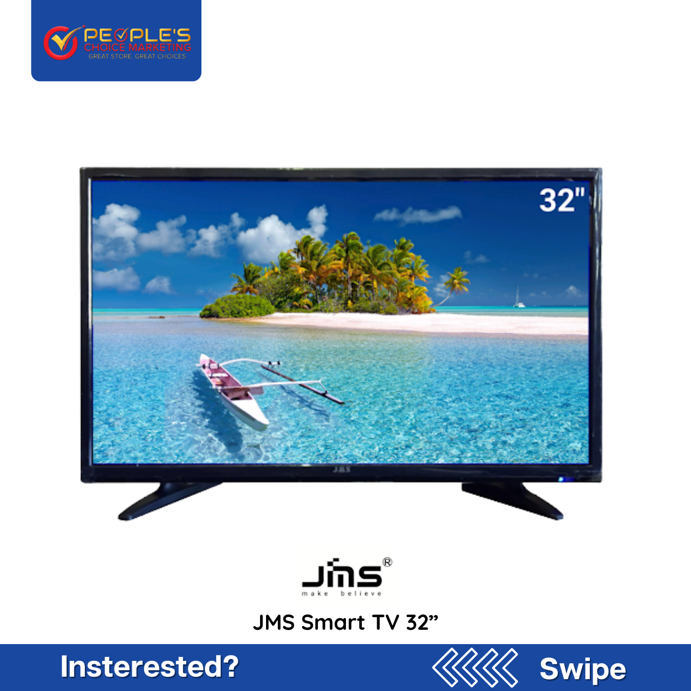 JMS Slim HD Ready Digital Smart TV 32 Inch USB HDMI LED-3288S
