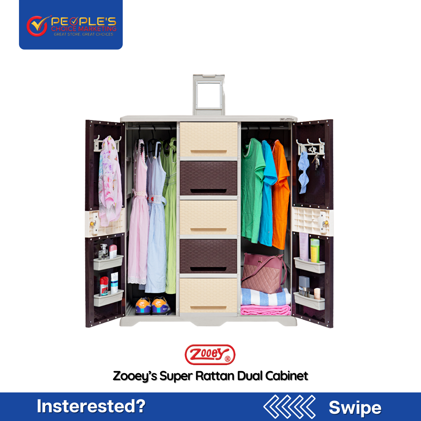 Zooey Superstar Rattan Dual Cabinet
