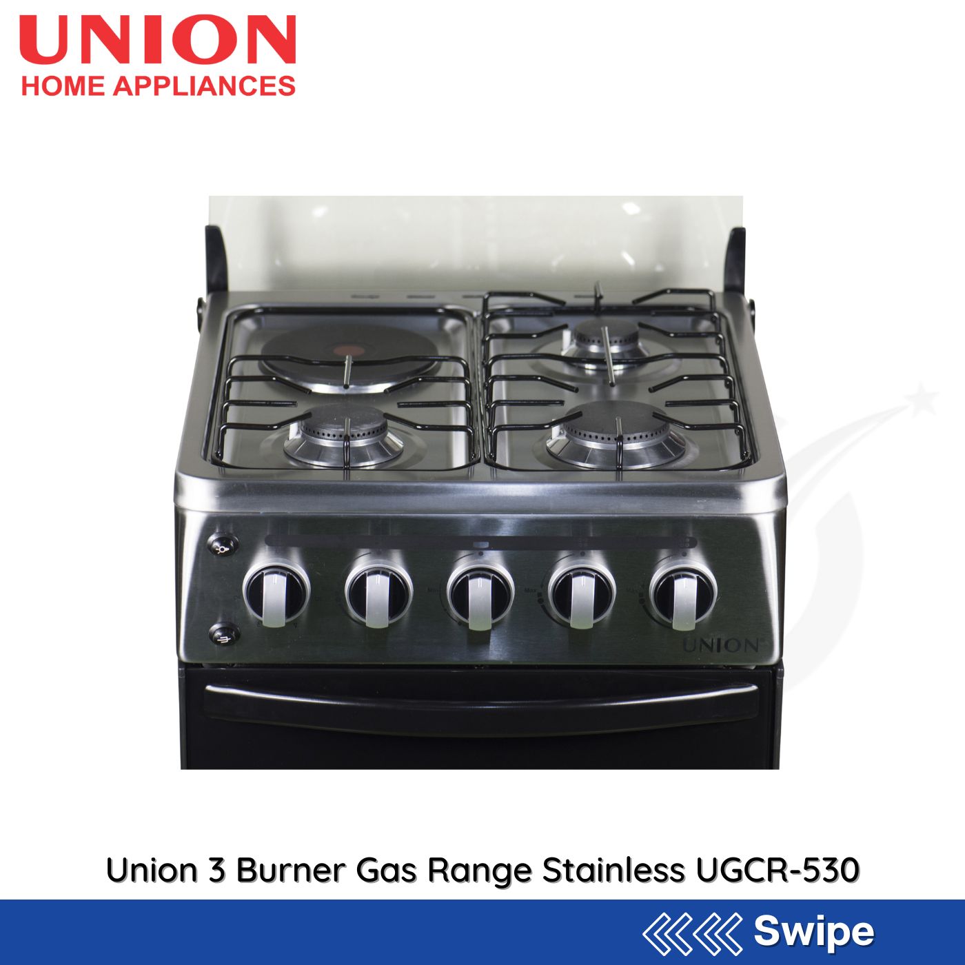 Union 3 Burner Gas Range Stainless UGCR-530